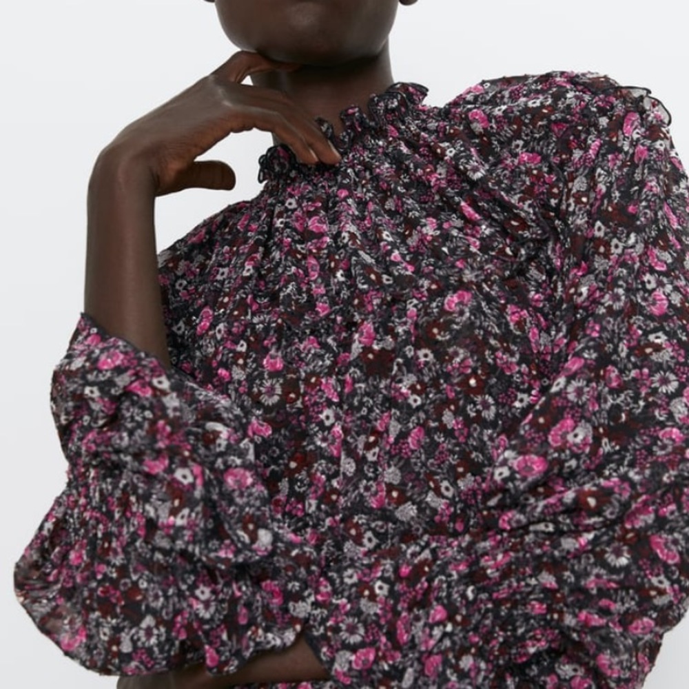 Zara Ruffled Print Blouse - Picture 3 of 9